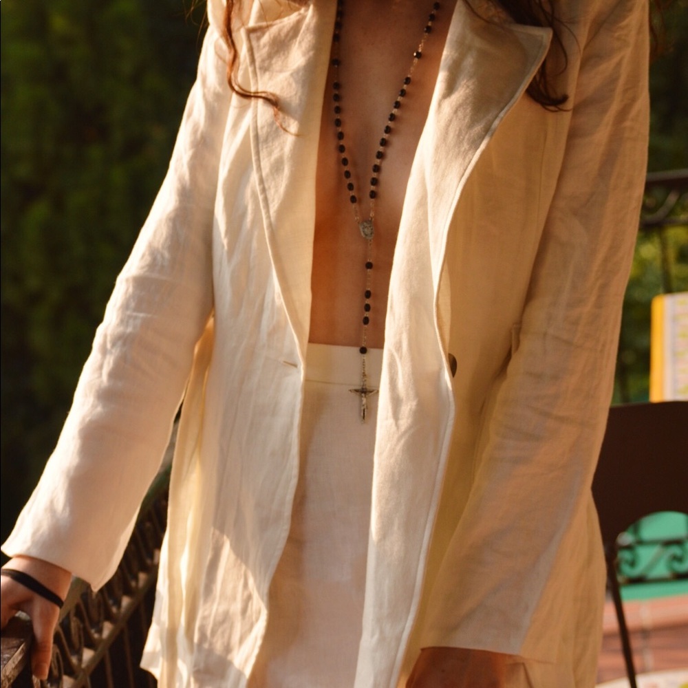 FREE PEOPLE WHITE LINEN SUIT SET SIZE SMALL